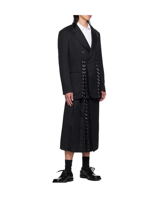 Simone Rocha Black Double Breasted Grommet Ring Hem Slice Suit Jacket for men