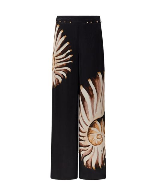 Farm Rio Black Printed Wide-Leg Pants