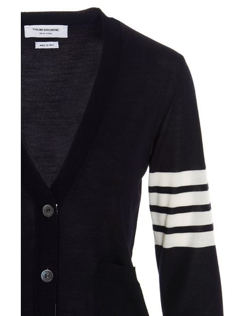 Thom Browne Black 4 Bar V-Neck Cardigan