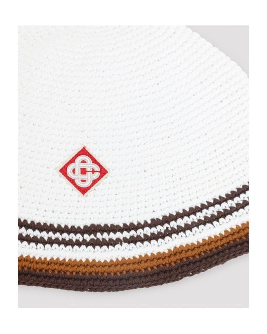 Casablanca White Crocheted Bucket Hat for men