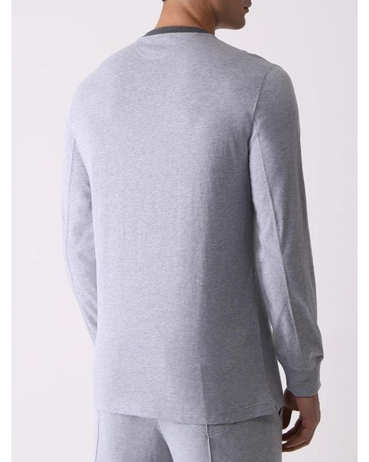 Brunello Cucinelli Blue T-Shirt With Round Neck And Long Sleeves for men