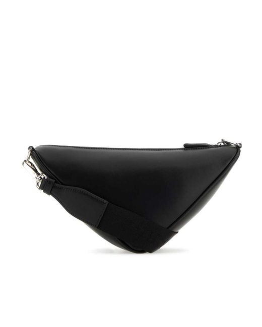 Prada Black Triangle Logo Zipped Messenger Bag for men
