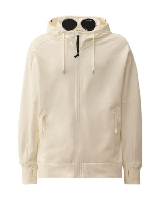 C P Company Natural Diagonal Raised Fleece Goggle Sweatshirt for men