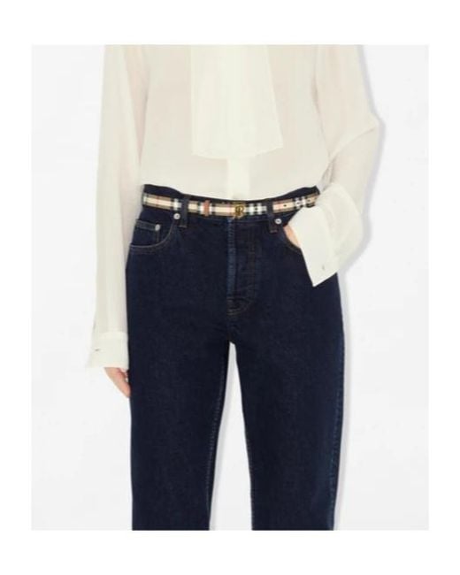 Burberry White Thin Check Tb Belt