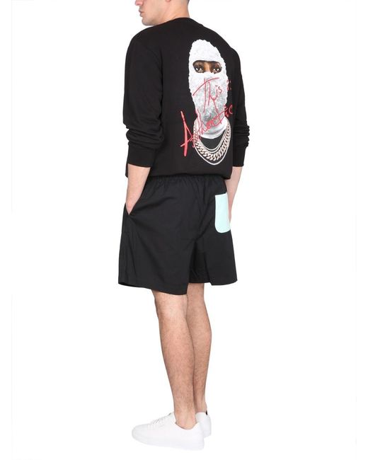 Ih Nom Uh Nit Black Mask-Printed Long-Sleeved Crewneck Sweatshirt for men