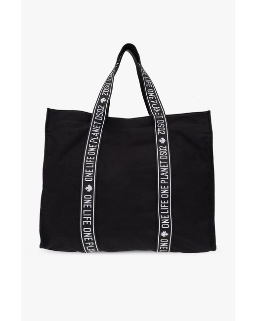 DSquared² Black Logo-Print Tote Bag for men