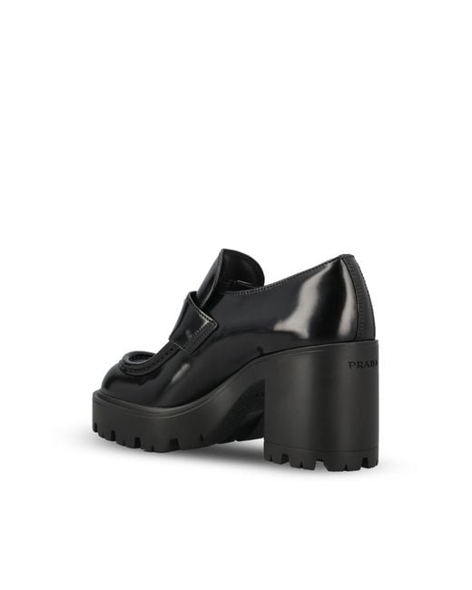 Prada Black Logo-Plaque Chunky-Sole Loafers