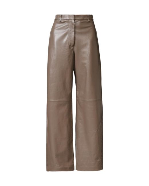 Fabiana Filippi Brown Straight-Leg Leather Casual Trousers