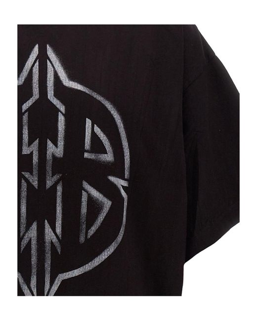 Balenciaga Black Bb Logo Printed Large Fit T-Shirt for men