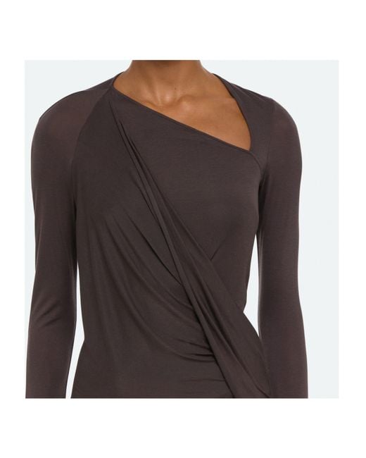 Helmut Lang Brown Asymmetric Draped Top