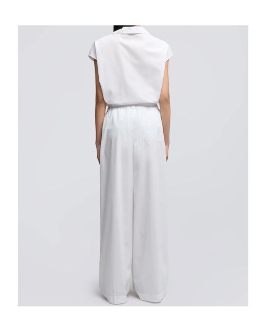 Aspesi White Elastic-Waist Wide-Leg Pants
