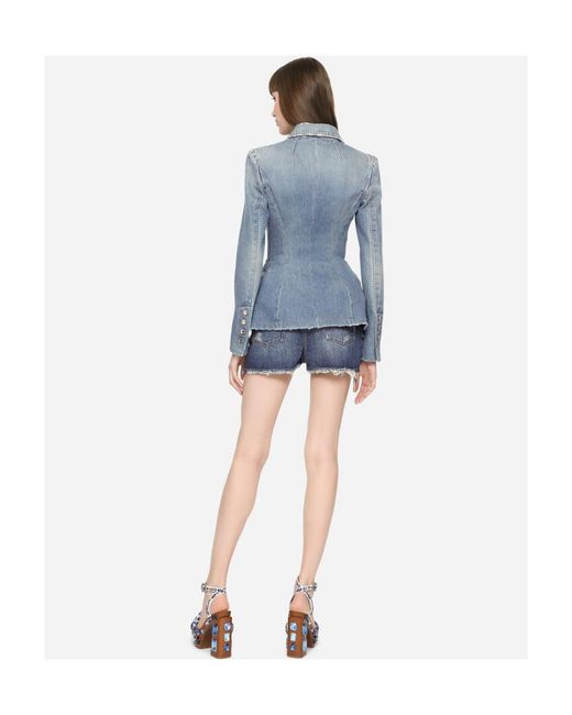 Dolce & Gabbana Blue High Waisted Denim Shorts