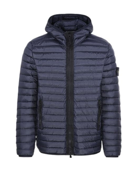 Stone Island Blue Zip-Up Puffer Jacket for men