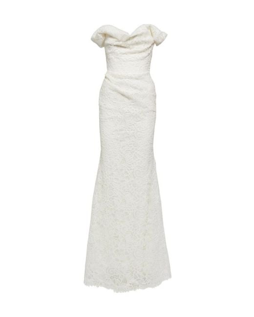 Vivienne Westwood White Bridal Nova Cora Off-Shoulder Lace Gown