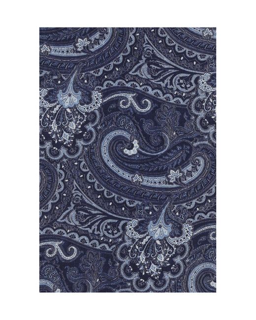 Brunello Cucinelli Blue Motif-Printed Finished Edge Pocket Square for men