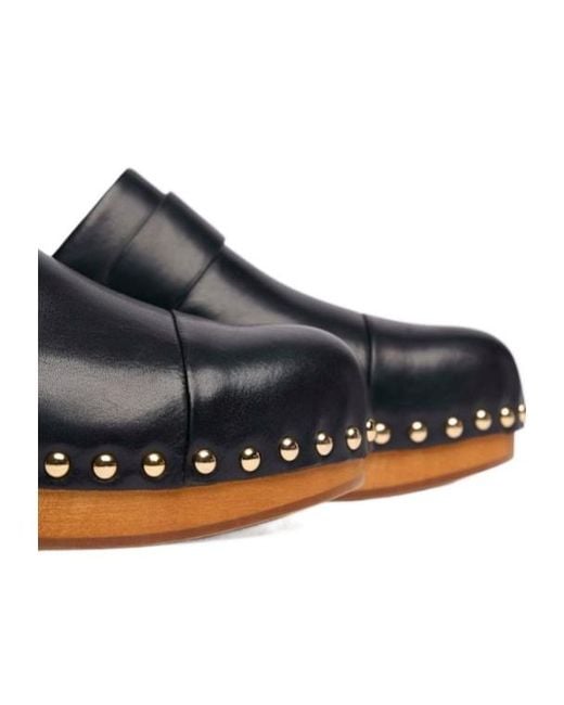 Chloé Blue 50Mm Jeannette Leather Clogs