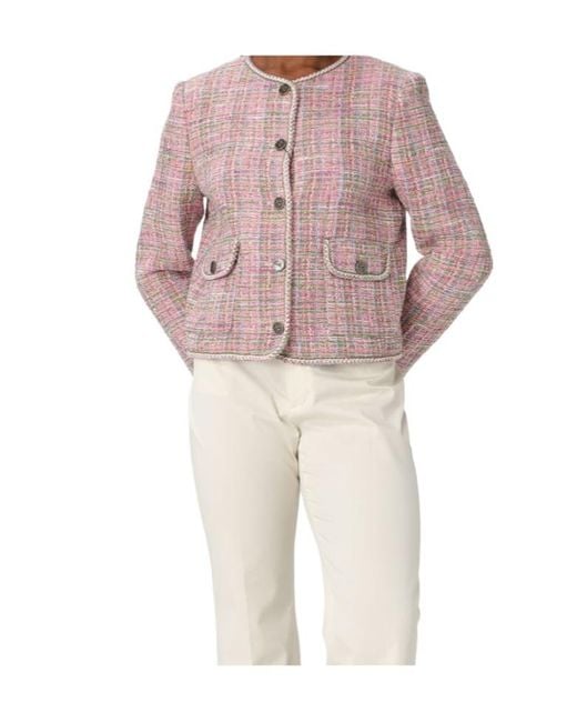 Etro Pink Button-Up Tweed Jacket