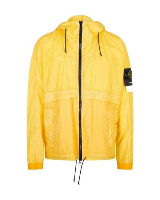 Stone Island Yellow Hooded Jacket for men