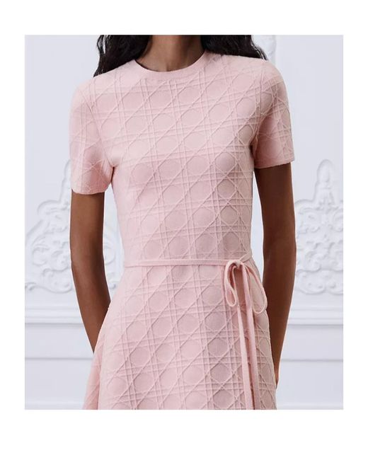 Dior Pink Short Flared Cannage Dress