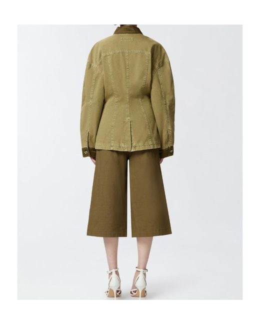 Pinko Green Cotton Bomber Jacket