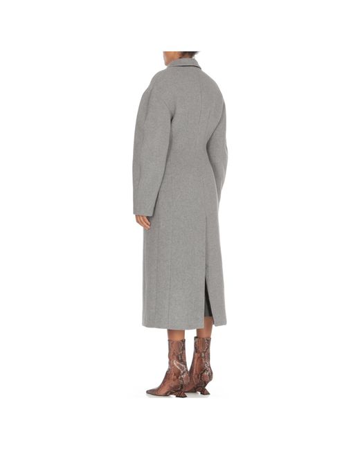 MSGM Gray Long-Sleeved Long Coat