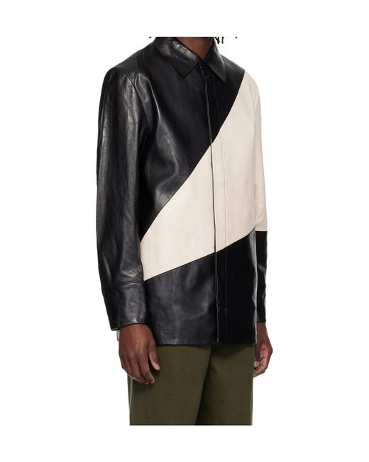 Entire studios Black Block Leather Shirt for men