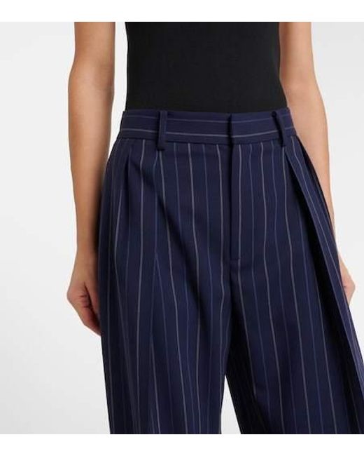 Ralph Lauren Blue Wool Wide-Leg Pants