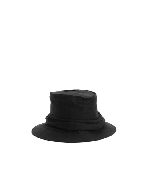 Yohji Yamamoto Black Draped Bucket Hat for men