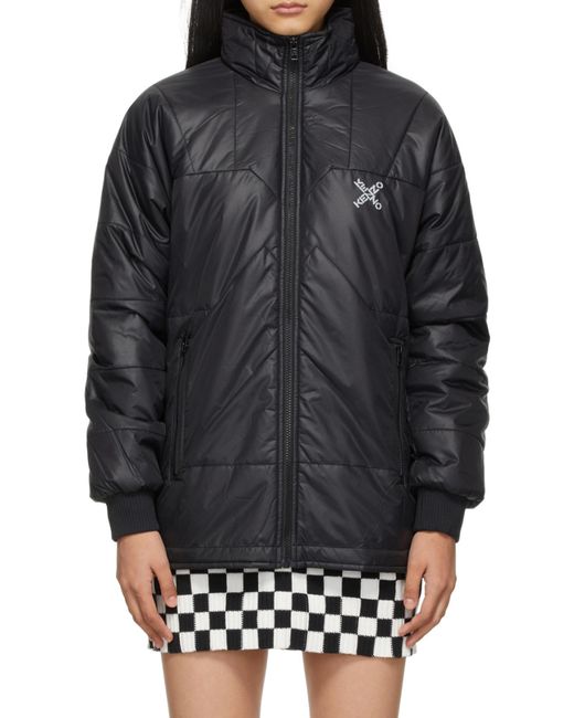 KENZO Black Logo-Print Puffer Jacket