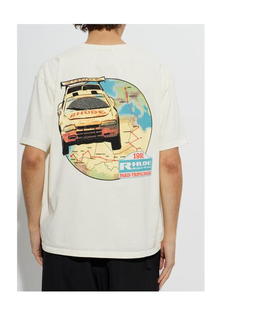 Rhude White Graphic-Print T-Shirt for men
