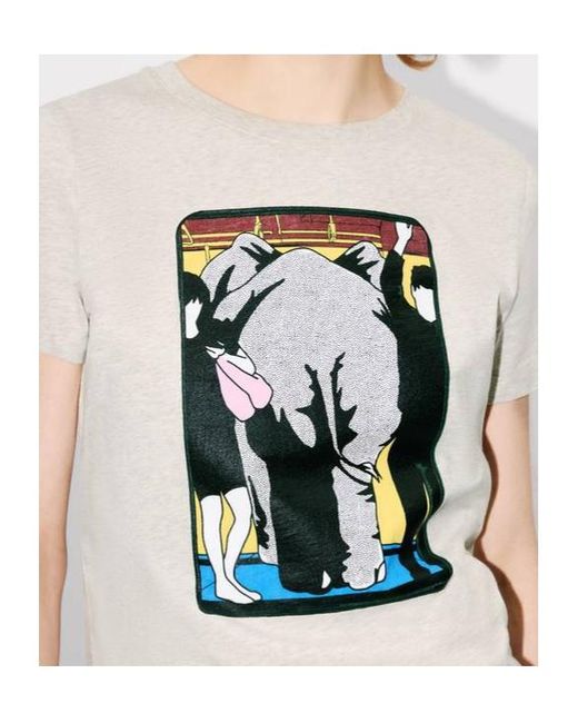 KENZO Gray Elephant-Print Cotton Top