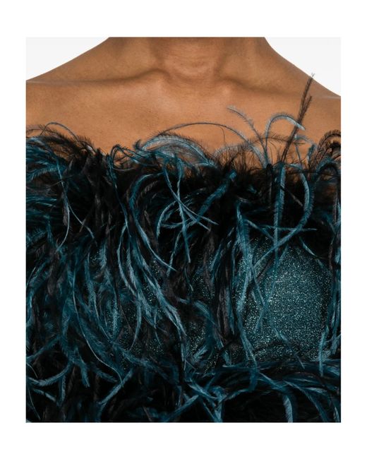Oseree Green Feathered Mini Dress