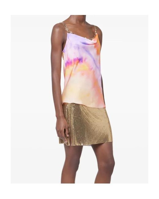 Rabanne Pink Tie-Dye Printed Satin Top