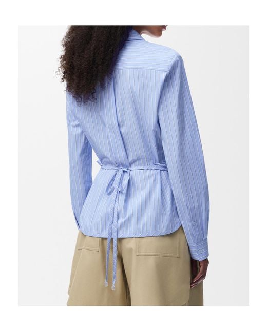 Loewe Blue Wrap-Tie Striped Shirt