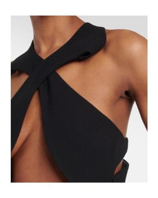 Maticevski Black Cross Leaf Halterneck Cutout Top