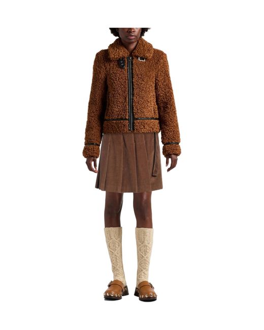 Weekend by Maxmara Brown Solid Color Corduroy Pleated Skirt
