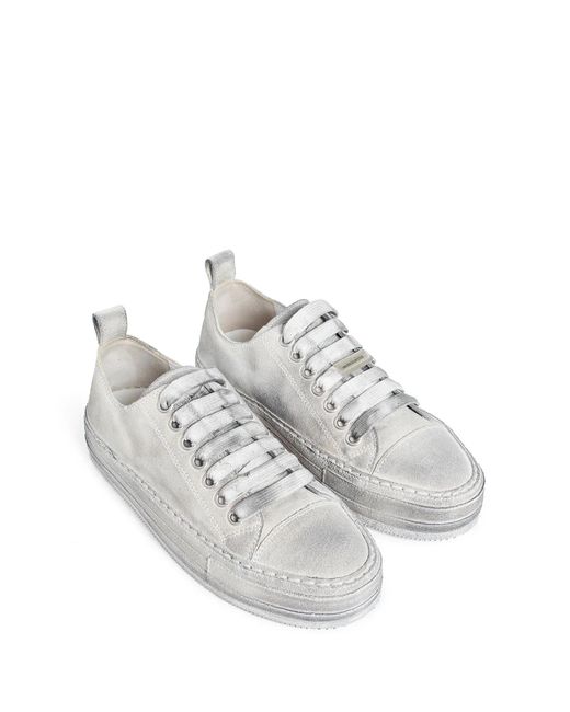 Ann Demeulemeester White Round-Toe Low-Top Sneakers