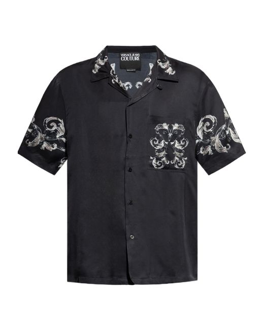 Versace Jeans Black Couture Barocco Print Short-Sleeved Shirt for men