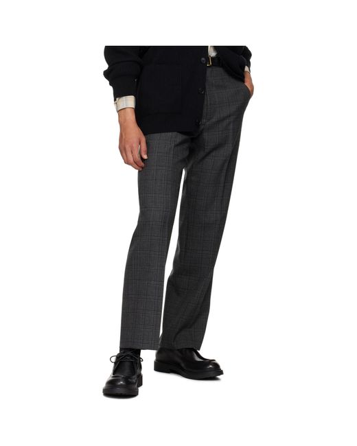 スーツ AURALEE BLUEFACED WOOL CHECK SLACKS 3 Gray Bluefaced Wool Check Trousers by AURALEE on Sale
