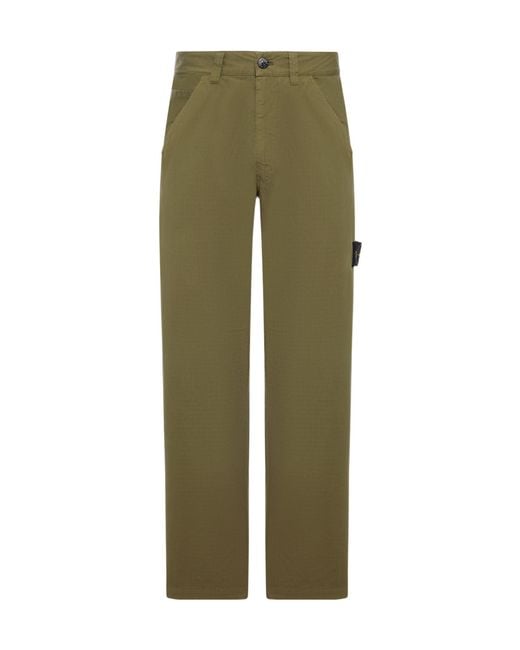 Stone Island Green Tapered Patch Pocket Pants for men