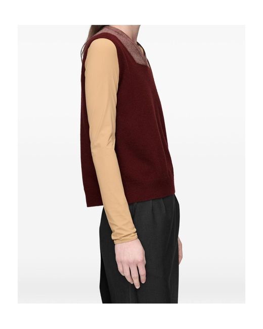 Maison Margiela Red V-Neck Sleeveless Jumper