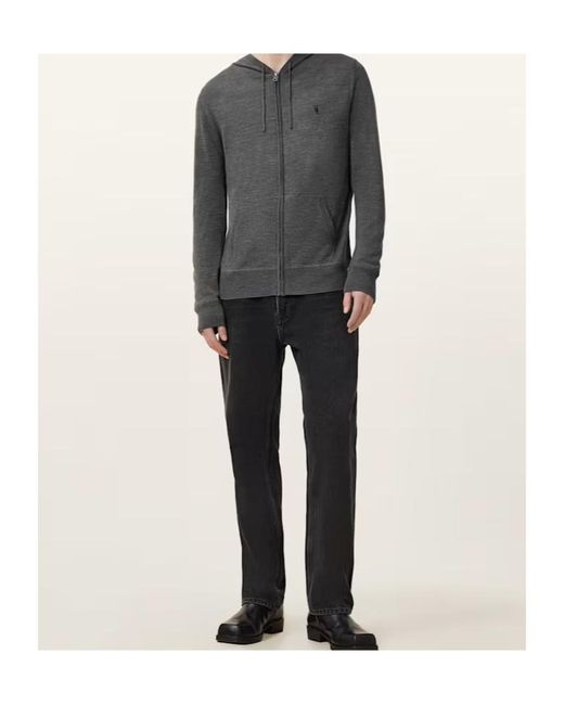 AllSaints Gray Mode Zip-Up Hoodie for men