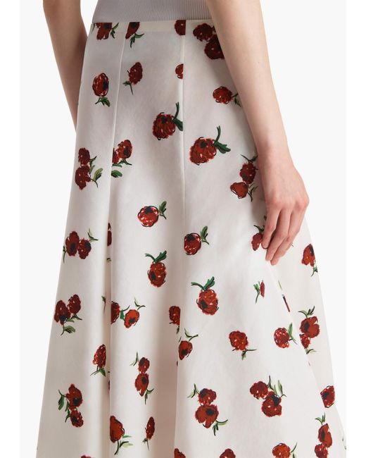Khaite Pink Lenno Floral Printed Midi Skirt