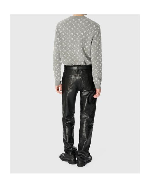 MARINE SERRE Gray Moon Jacquard Knit Crewneck Sweater for men