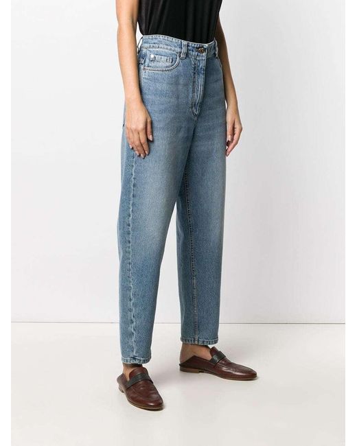 Brunello Cucinelli Blue Mid-Rise Mom Jeans