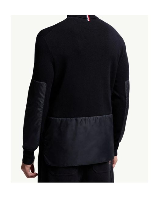 Moncler Blue Grenoble Logo Embroidered Polo Neck Jumper for men