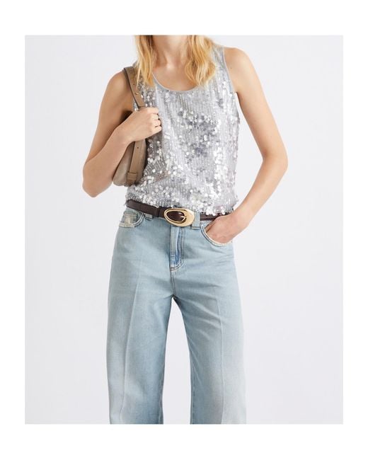 Marella White Sequin Top