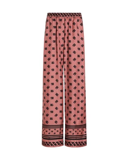 Dolce & Gabbana Red All-Over Dg Logo Jacquard Satin Pajama Pants