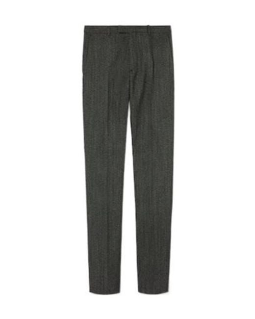 Gucci Gray Herringbone Trousers for men