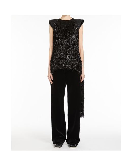 Sportmax Black Mid-Rise Straight Leg Trousers